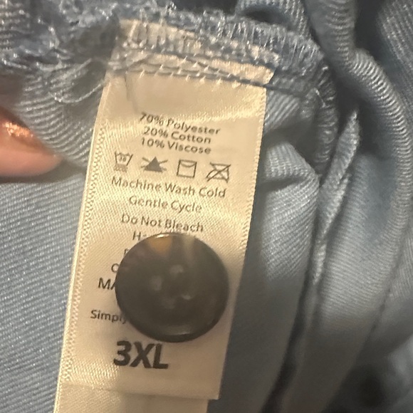 LuLaRoe Casual Blue Button Down Abigail Shirt - Picture 5 of 7